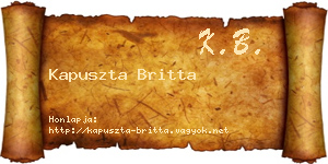 Kapuszta Britta névjegykártya